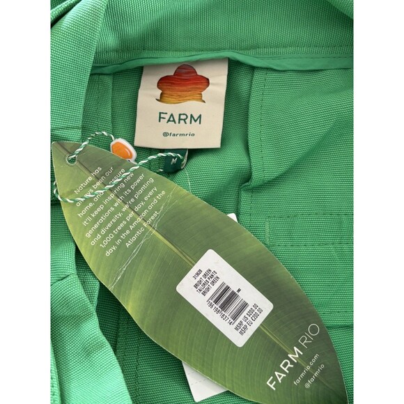 FARM RIO Pants Womens Medium Bright Green Tailored Pleated Wide Leg New Colorful - Picture 15 of 16
